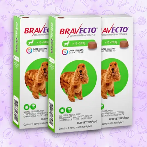 Bravecto - Raças de 10Kg a 20Kg - Comprimidos Mastigaveis