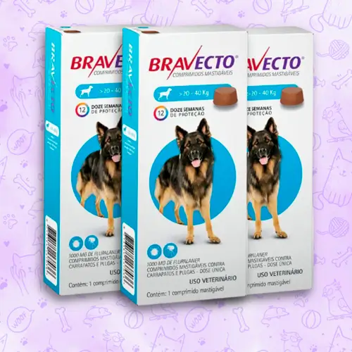 Bravecto - Raças de 20Kg a 40Kg - Comprimidos Mastigaveis